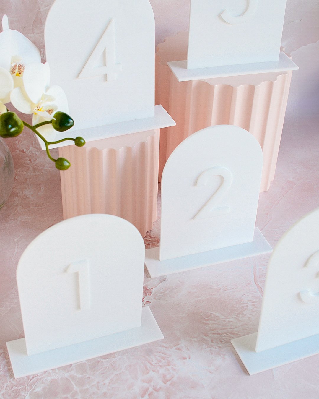 White Arch Acrylic Table Numbers