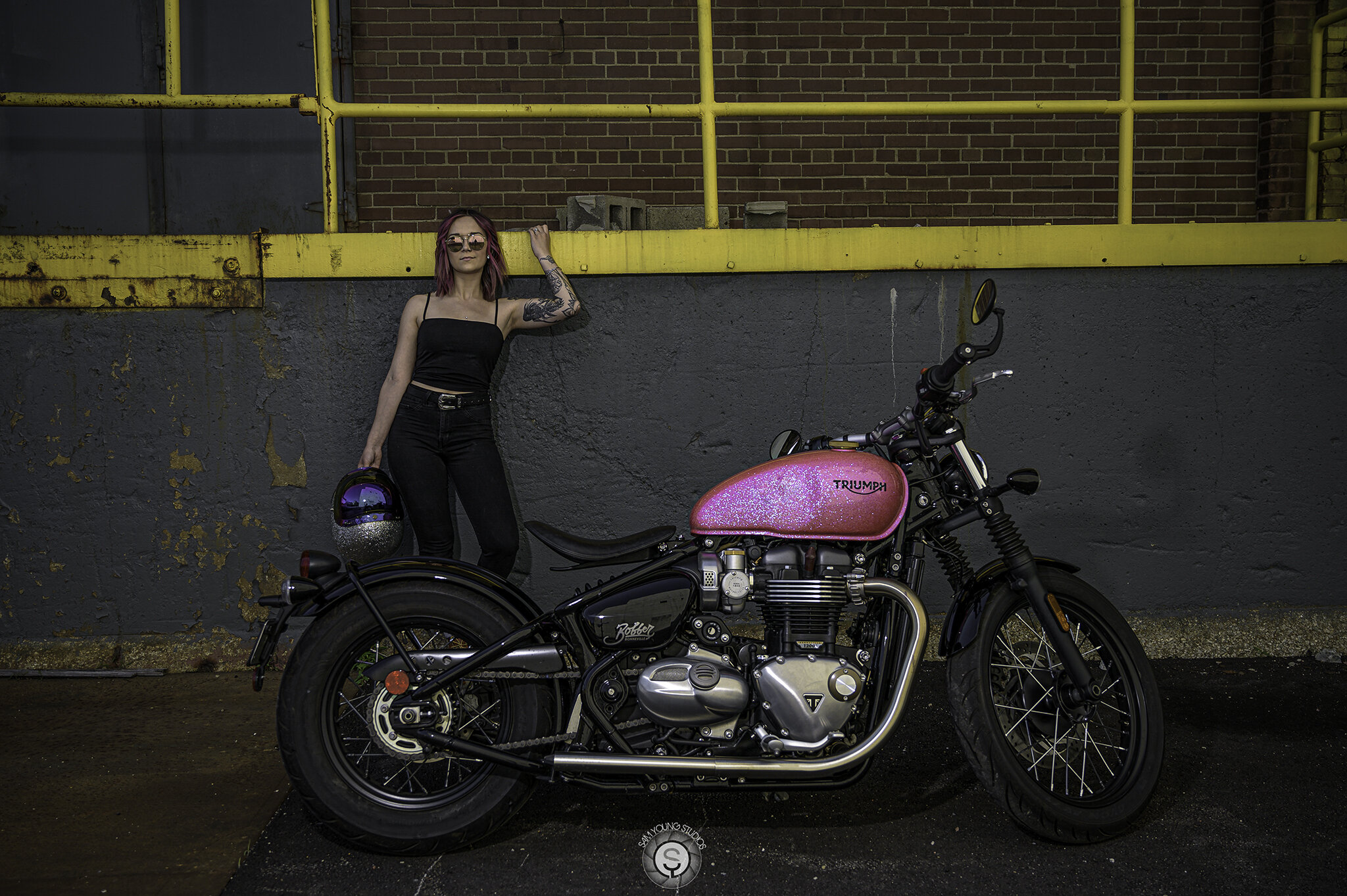 Pink Truimph motorcycle