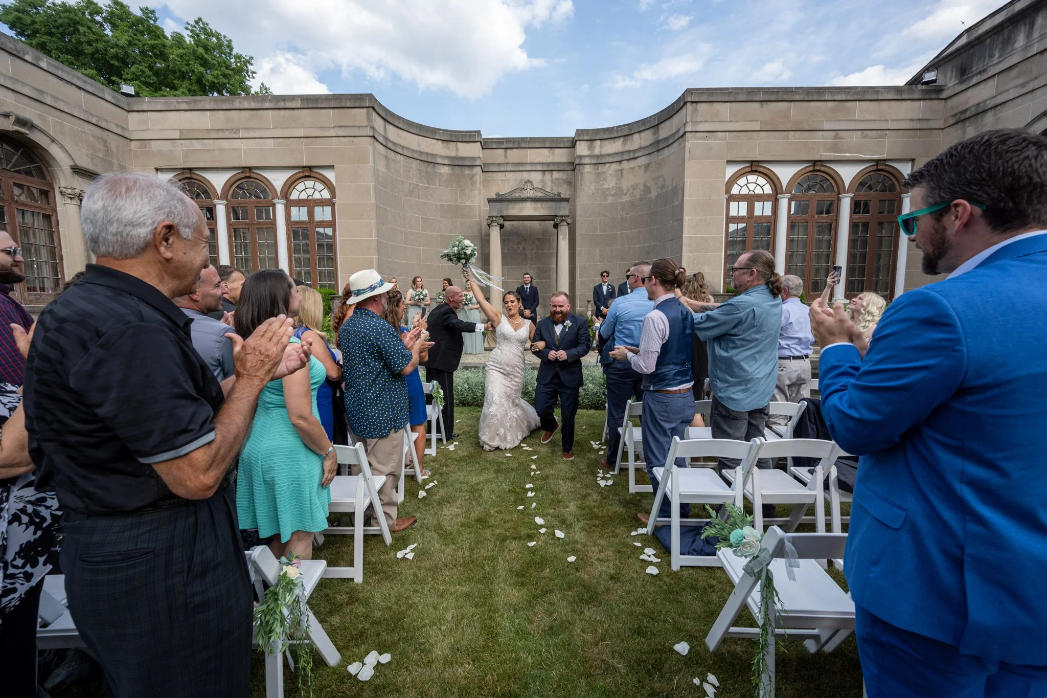 Bride and groom celebrating after marriage