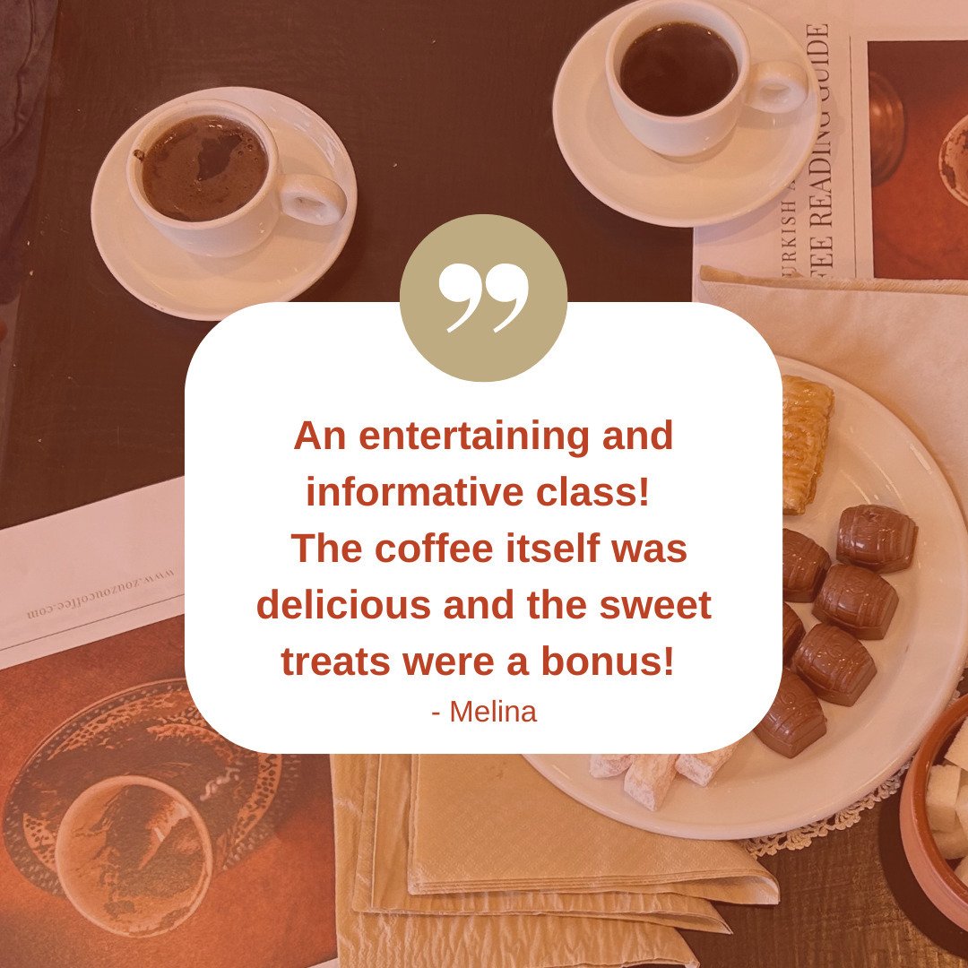 UNIQUE COFFEE EXPERIENCE: Thanks for the kind words, Melina 🙏
Join us in Lilyfield, Sydney, for a fun and informative workshop about the history of coffee, making the perfect cup of Turkish, Greek or Arabic coffee, and the tradition of reading fortu