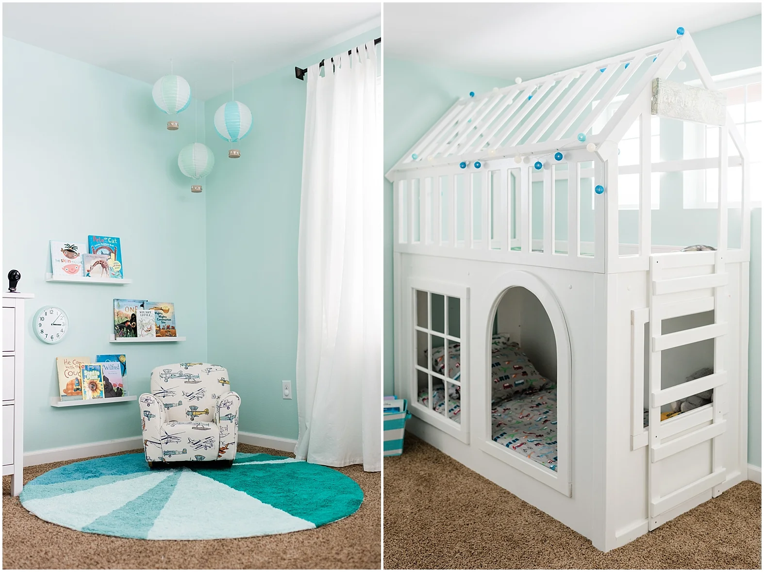 toddler bedroom, travel theme toddler room, car room, airplane room, hot air balloon, kid bedroom, kids reading corner, kids reading nook, Child’s bedroom, kids bedroom, toddler boy room