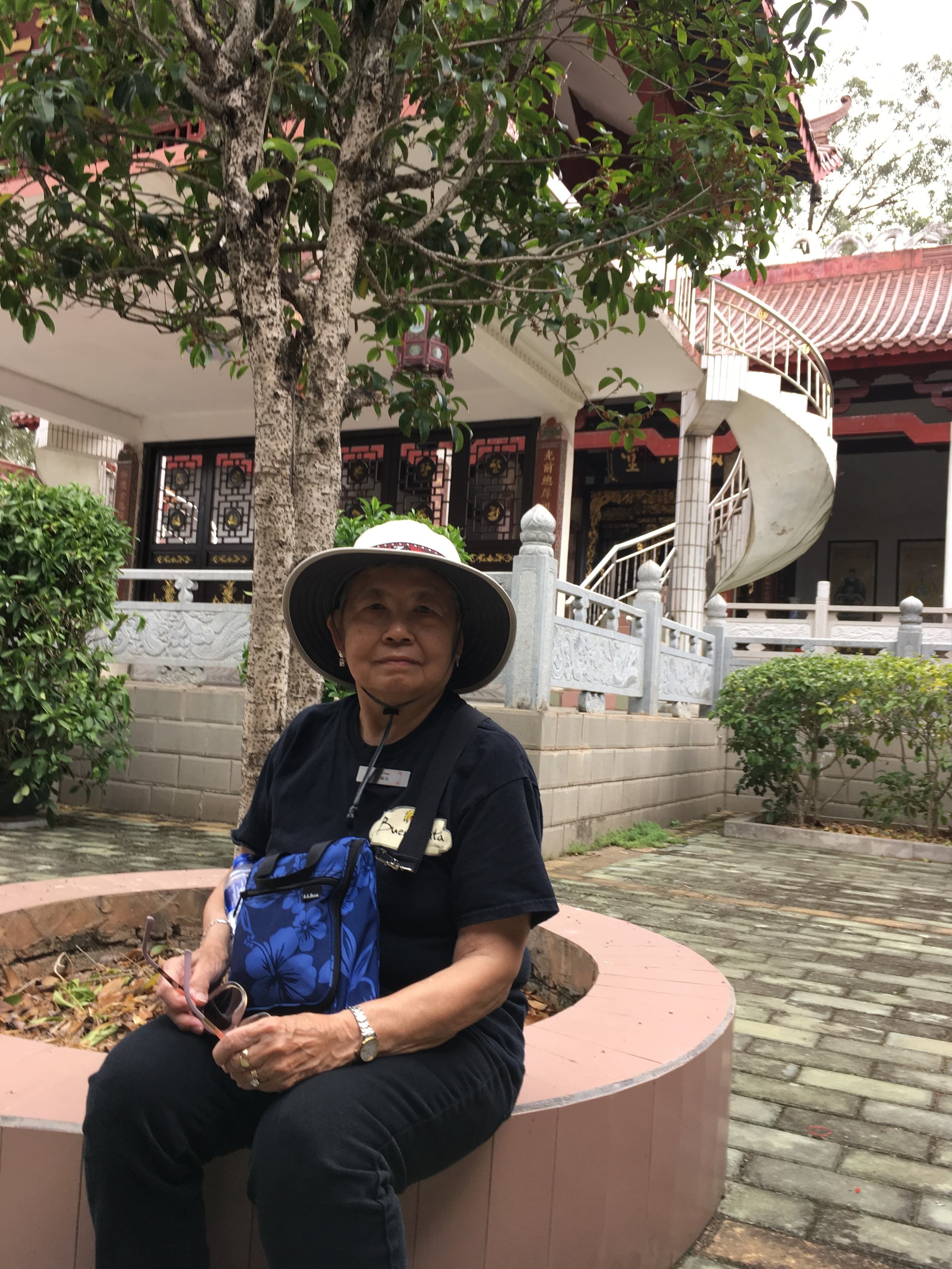 My mom in the inner courtyard of the ancestral hall