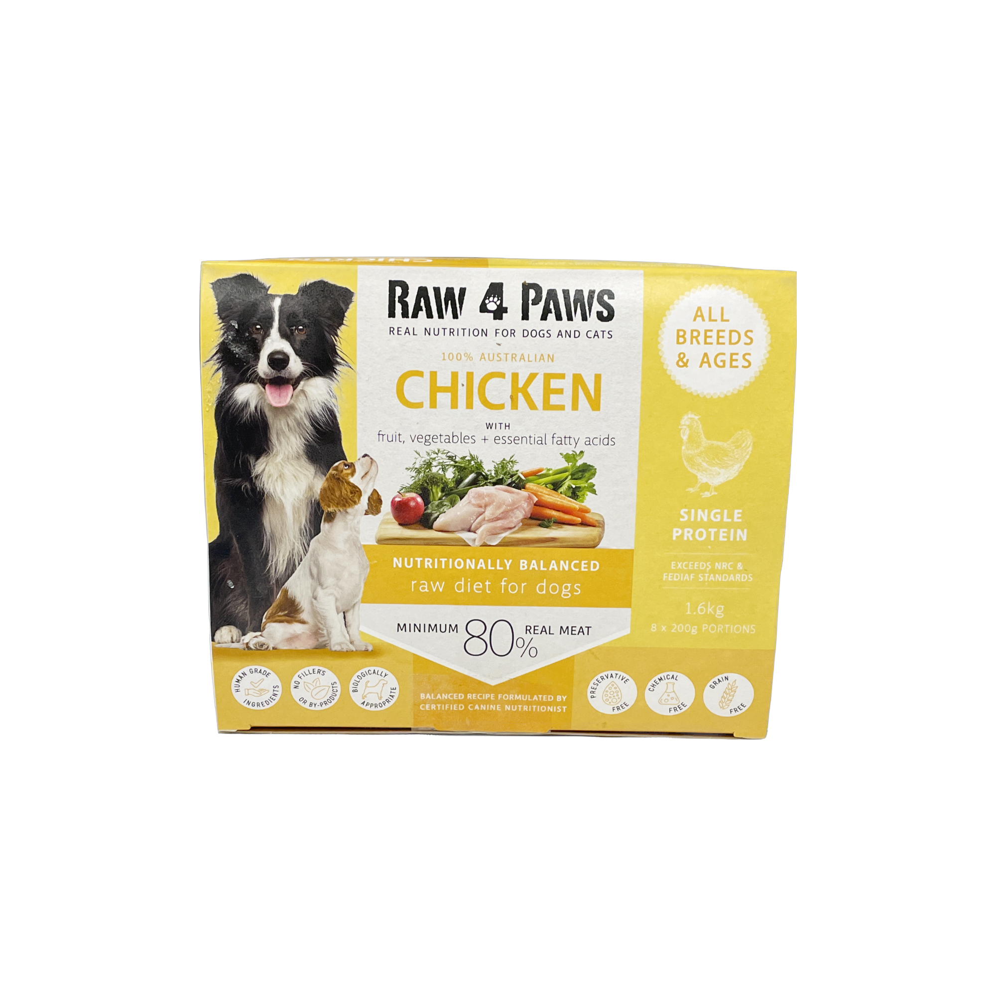 Raw 4 Paws Chicken 1.6KG  (8 x 200gr Chubs)