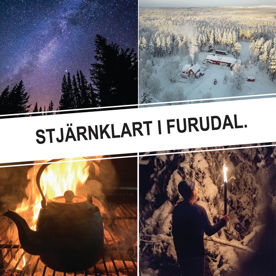 MINISEMESTER i DALARNA! 
Njut av lugn och ro i mysiga Furudal, följ med på en spännande Mörkervandring och ät middag under stjärnorna! 
.
.
.
#minisemester #svemester #hemester #underthestars #lägereld #mörkervandring #stjärnklart #visitdala