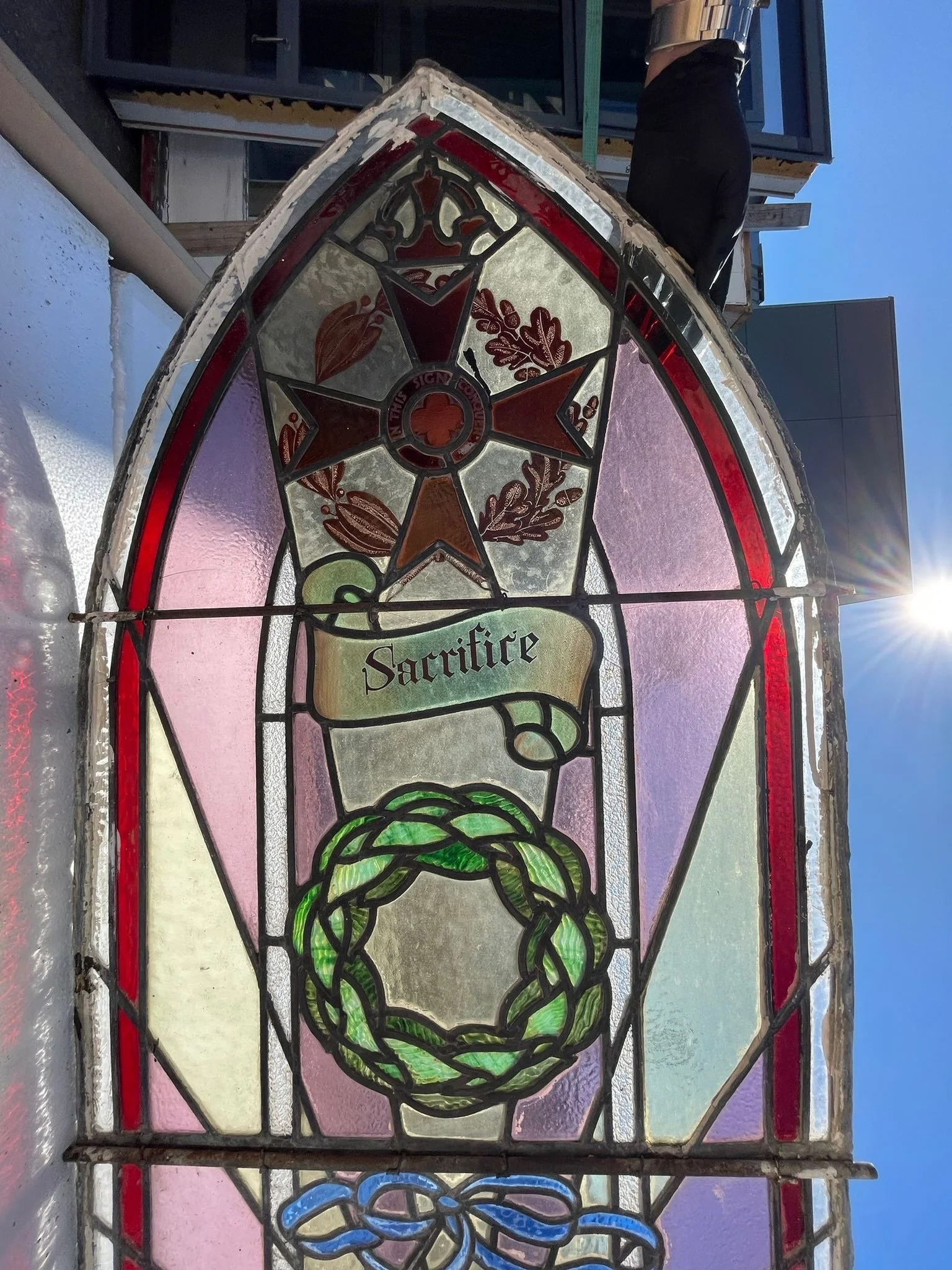 Sacrifice Stained Glass Leadlight Windows Wesley Methodist Church, Edgeware Road, Christchurch 8.jpeg