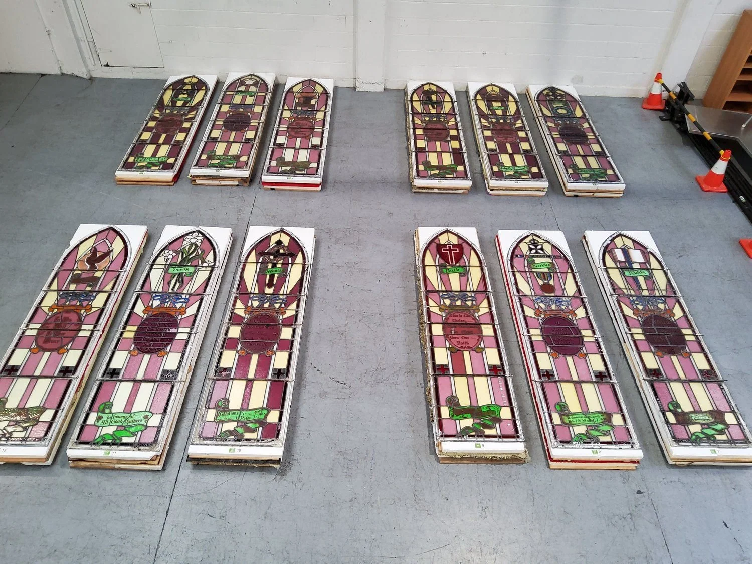 Heritage Stained Glass Methodist Church Leadlight Windows 610-2330mm Qty:12