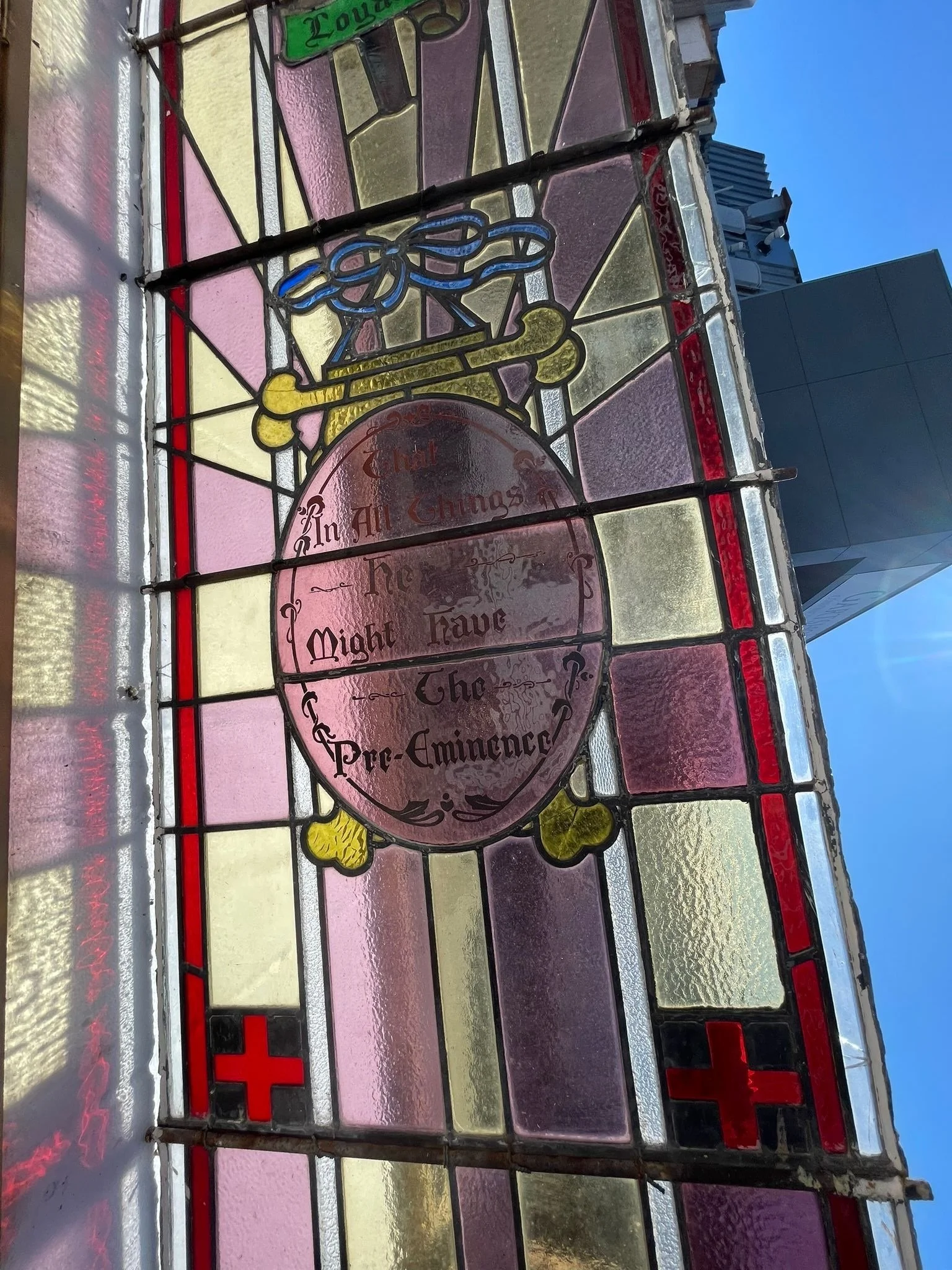 Loyalty Stained Glass Leadlight Window Wesley Methodist Church, Edgeware Road, Christchurch 6.JPG
