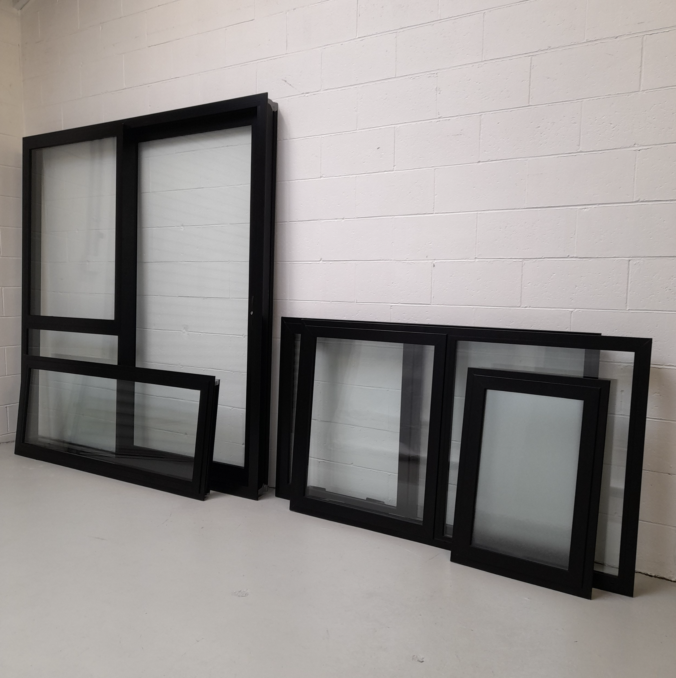 Black 5 Piece Sleepout / Cabin Ranch Slider 2040x2040mm & Large Window Package TMPAKB14