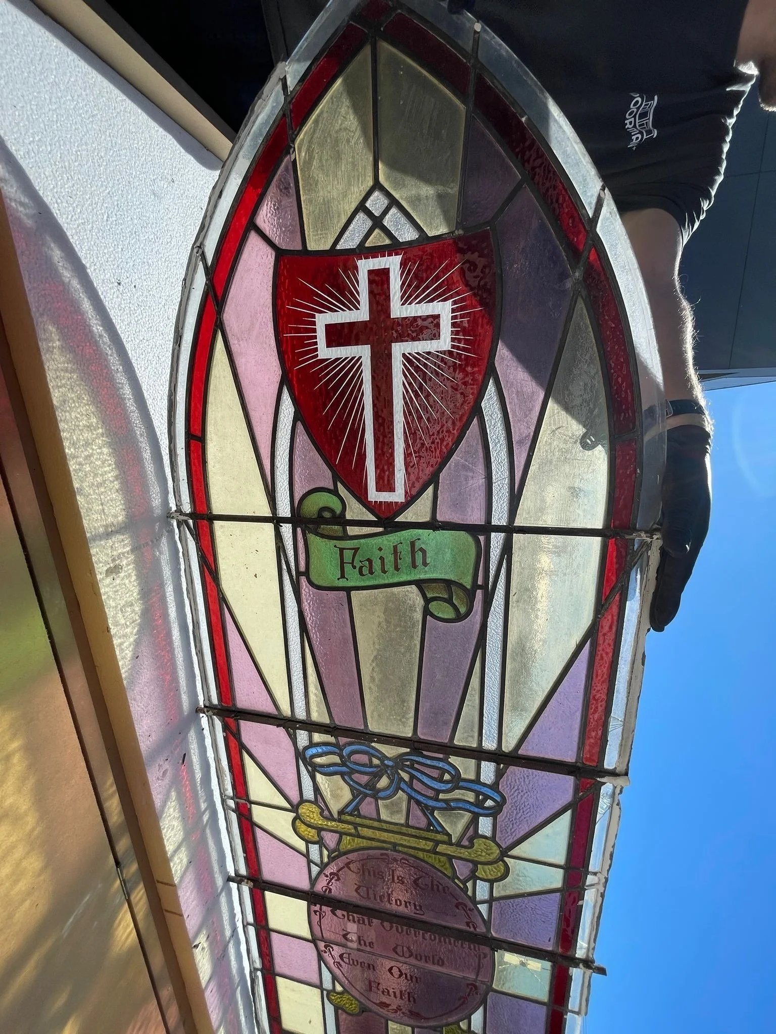 Faith Stained Glass Leadlight Window Wesley Church, Edgeware Road, Christchurch 3.JPG