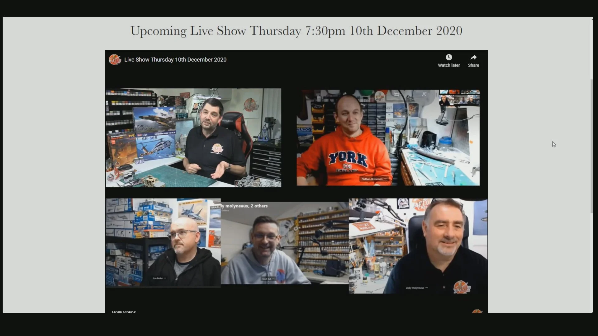 Live Show Thursday 7:30pm 10th December 2020