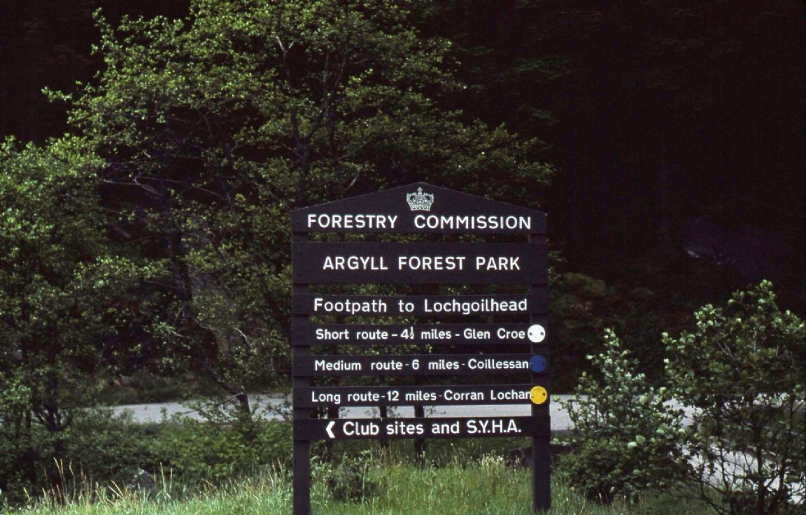 Sign at Argyll Forest Park entrance, 1976
