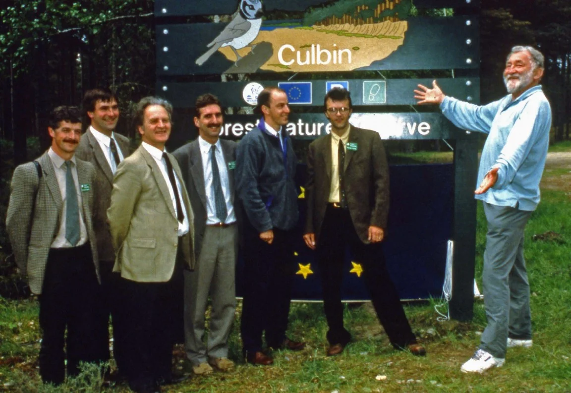 Celebrity wildlife expert David Bellamy attends the public opening of new trails at Culbin Forest, 1999