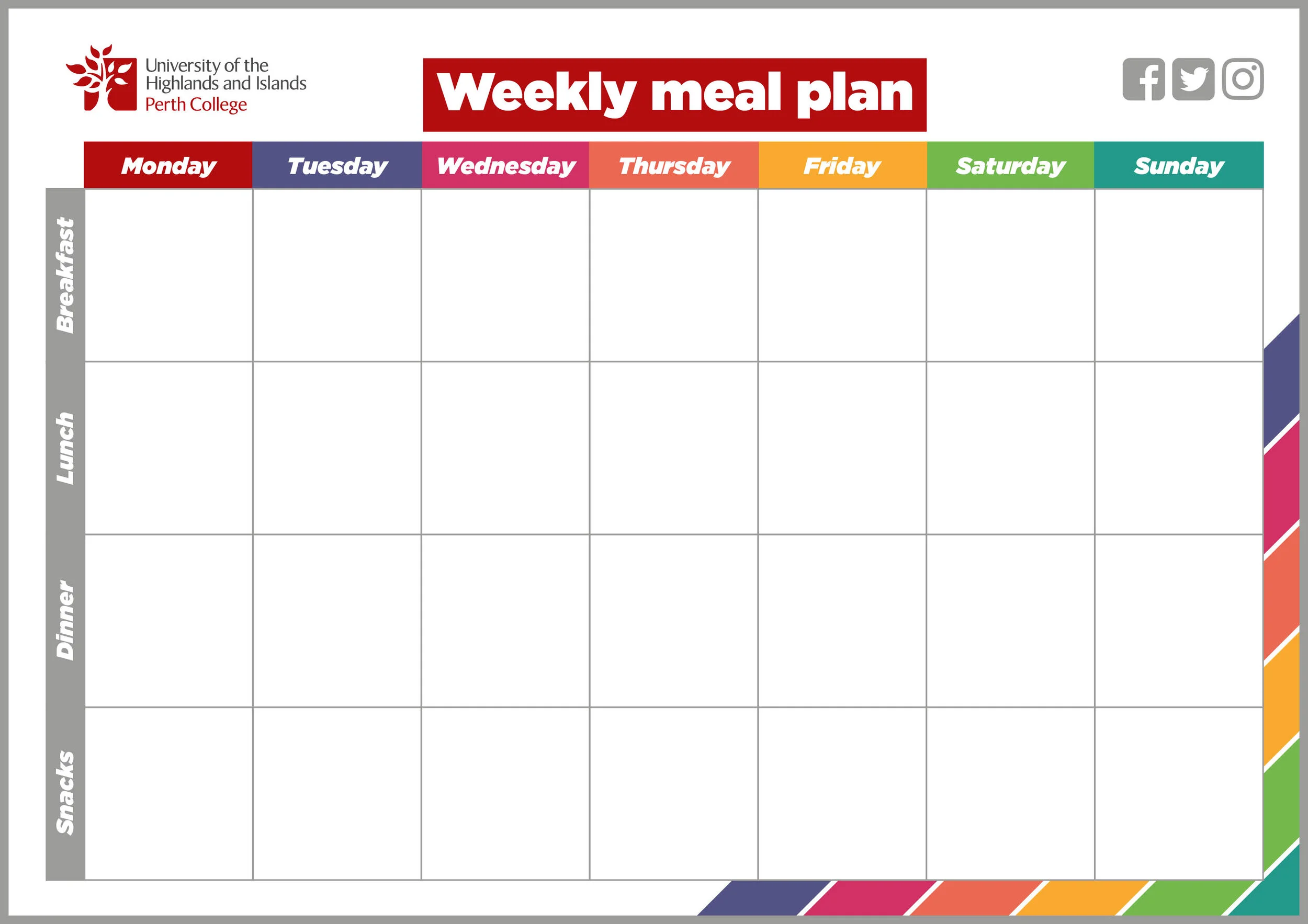 You can download our printable weekly meal planner to help avoid wasting food and save those last minute trips to the shop.