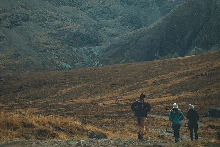 people walking in mountains