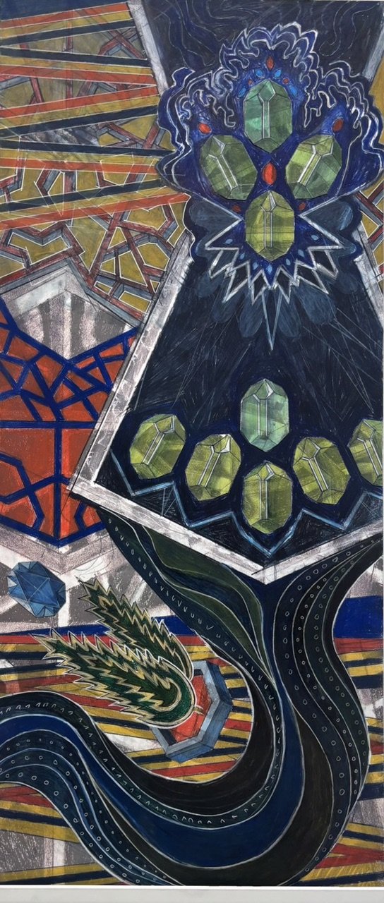   The Order of The…  2026 36 3/4" x 16” Pastel pencil, chalk and oil pastel Drawn on prints of the artist’s earlier drawings. 