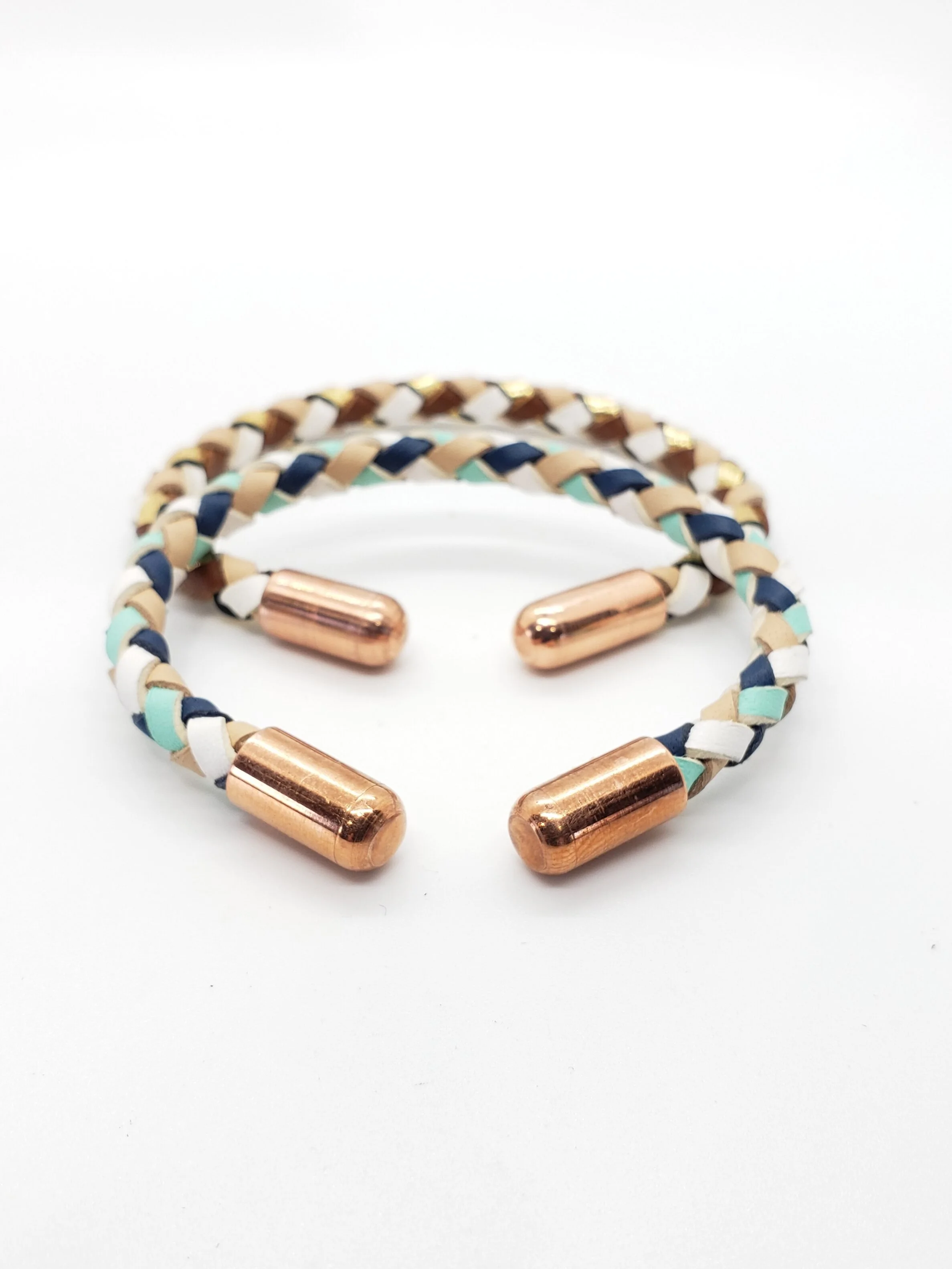 Four Strand Braided Leather Bracelet 