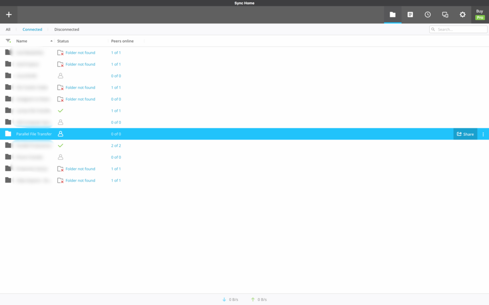 Place your mouse over the newly added folder and click on the 'share' button located on the far right.