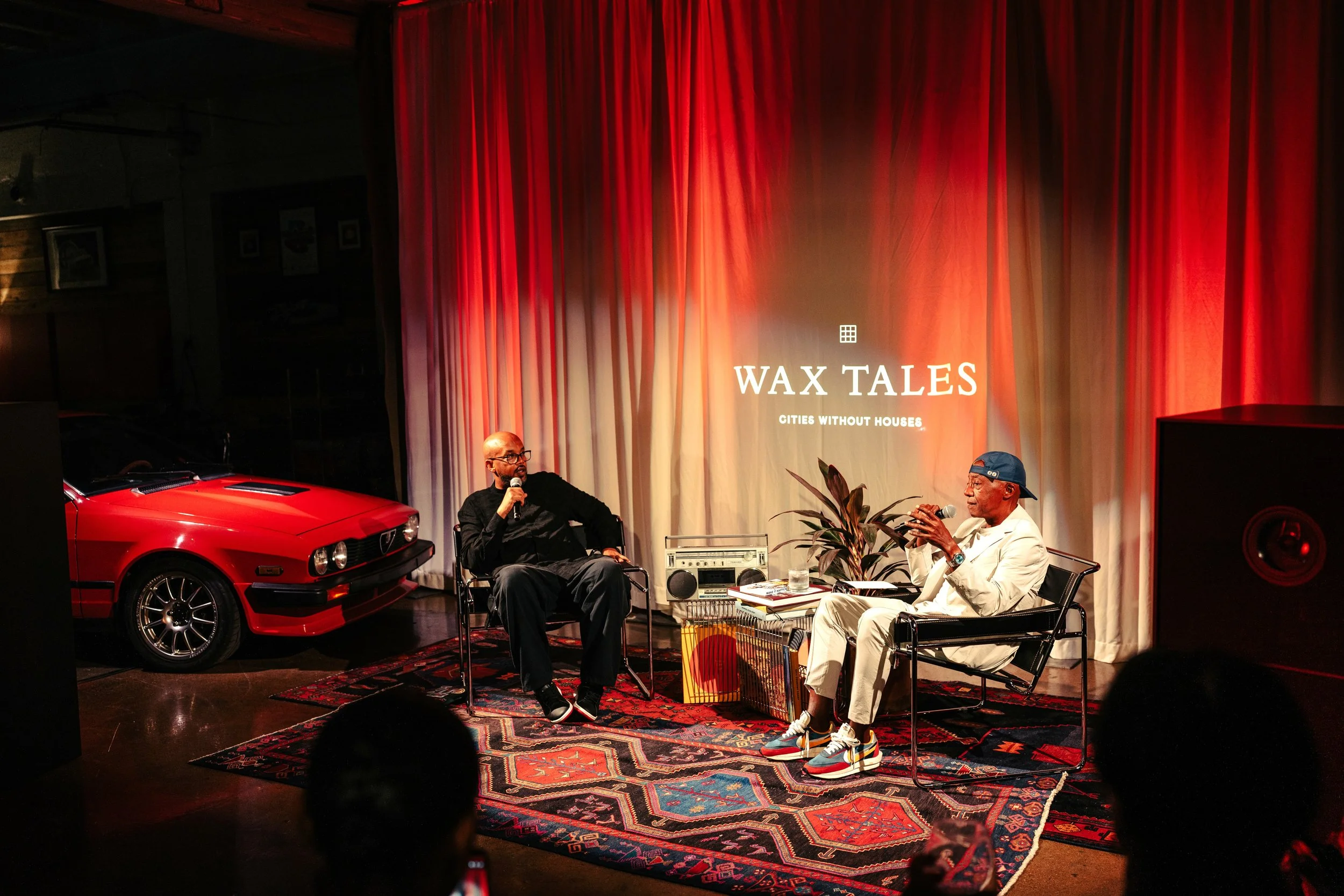 Tuma Basa and Kevin Liles in conversation at Detroit’s Cities Without Houses Wax Tales event.