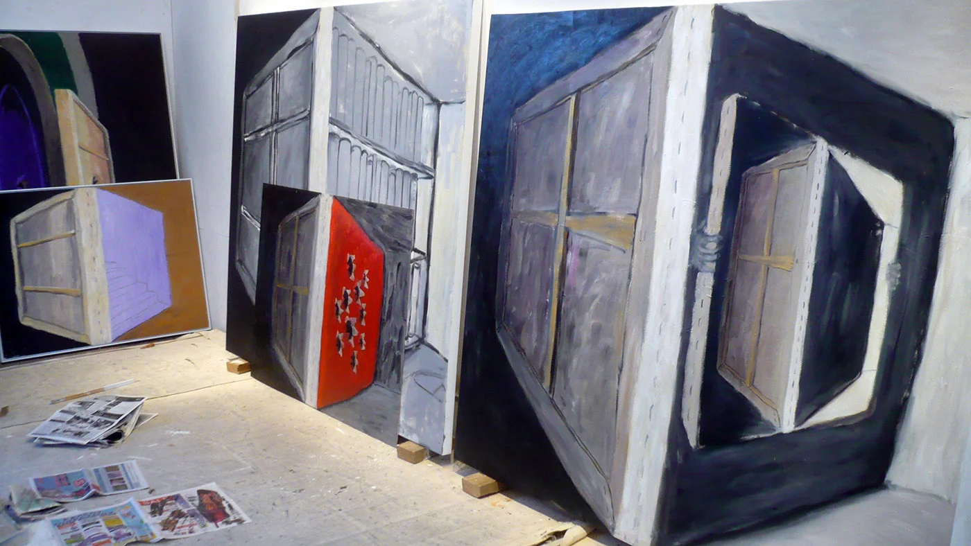 Studio view with The Hand Out & Red, 2009