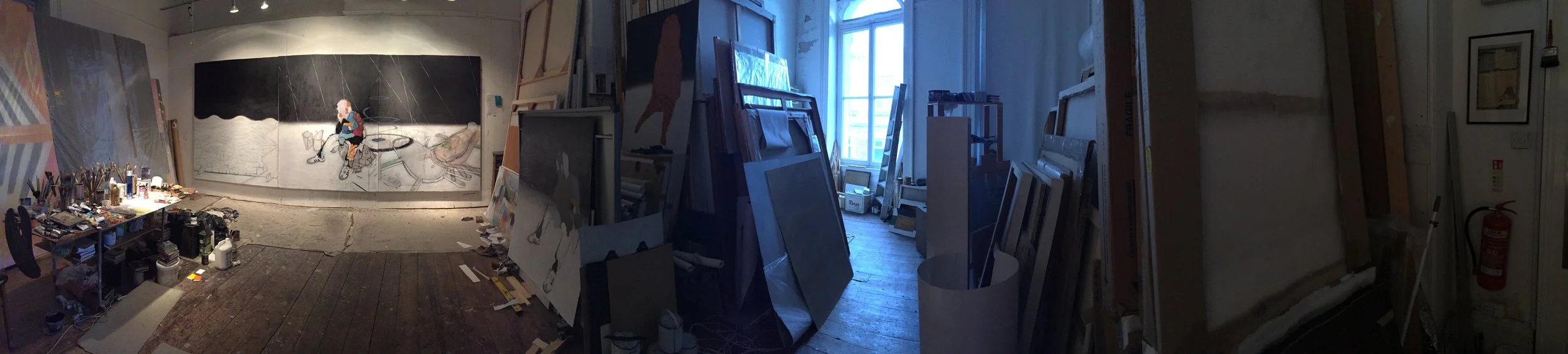  Studio view with The Darkling Plain in progress 