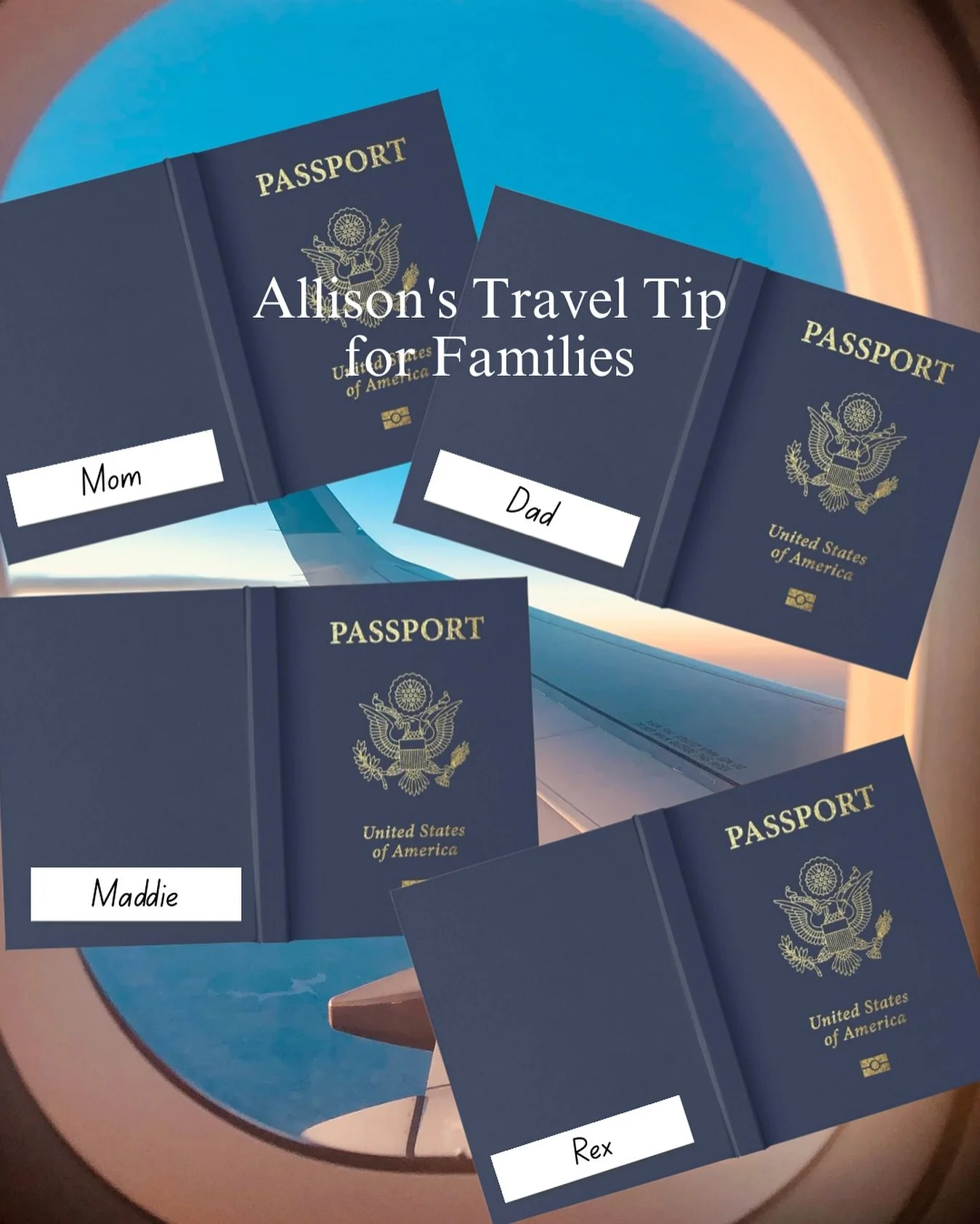 Traveling internationally with the family? 

Place a small adhesive label on the back cover of each passport book for easy recognition and distribution when you need it (i.e. immigration control, airport check in, hotel check in, etc.). Makes traveli