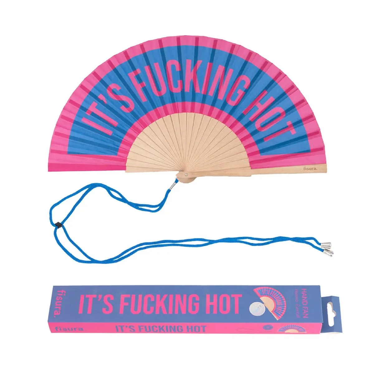Hand-Fan - It's Fucking Hot - Blue & Pink