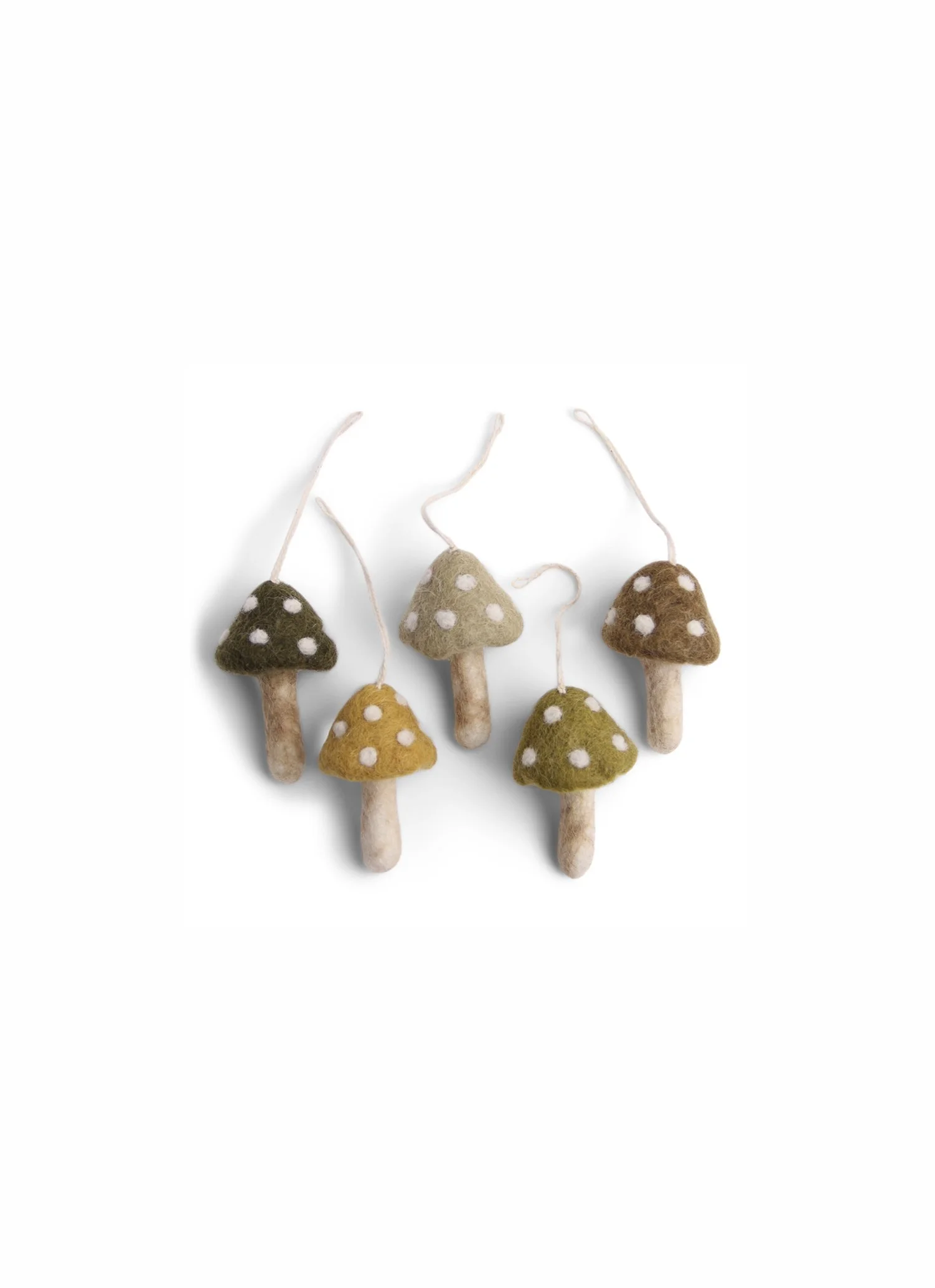 En gry & sif - Green Mushrooms – Set of 5