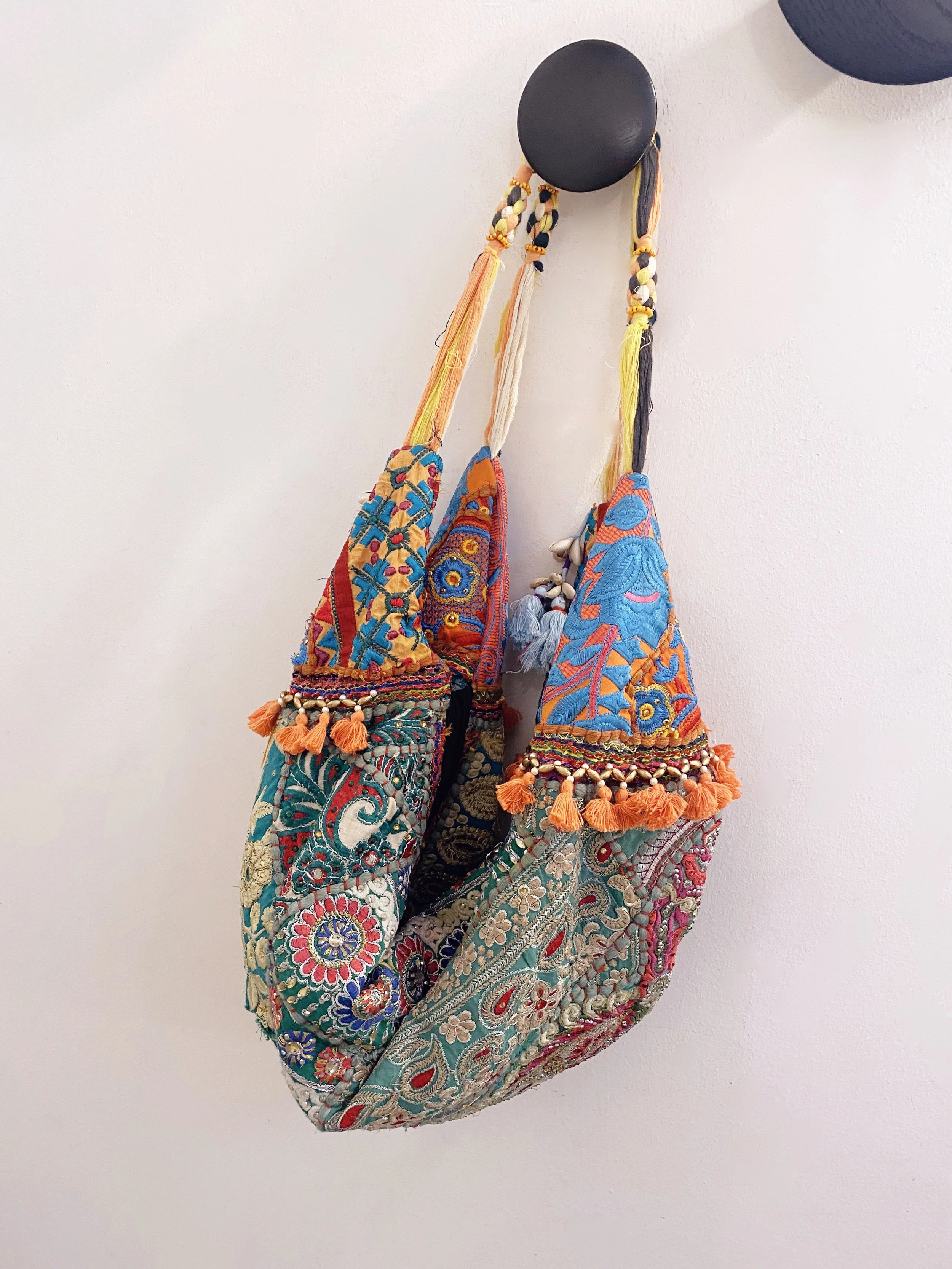 Indian hand embroidered "three ways to wear" bag - three colours