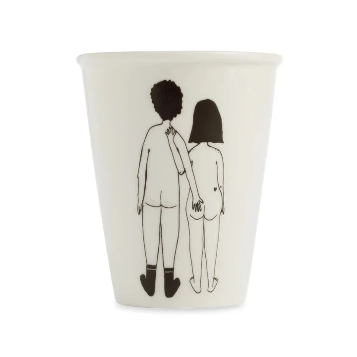 Helen B - "naked couple back" porcelain cup
