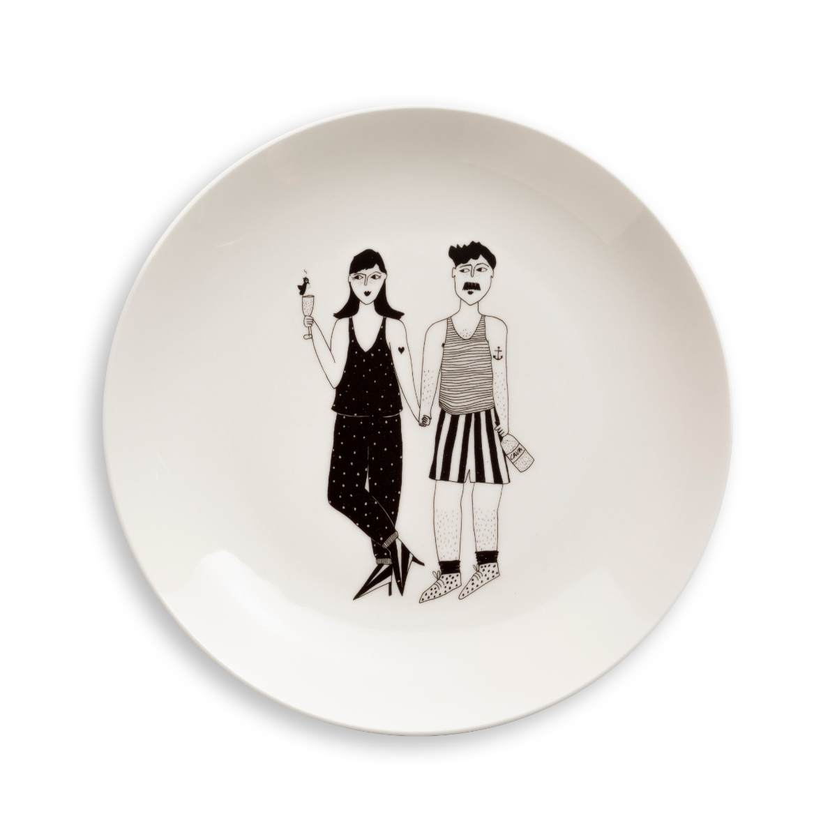 Helen B - porcelain breakfast plate - apero couple