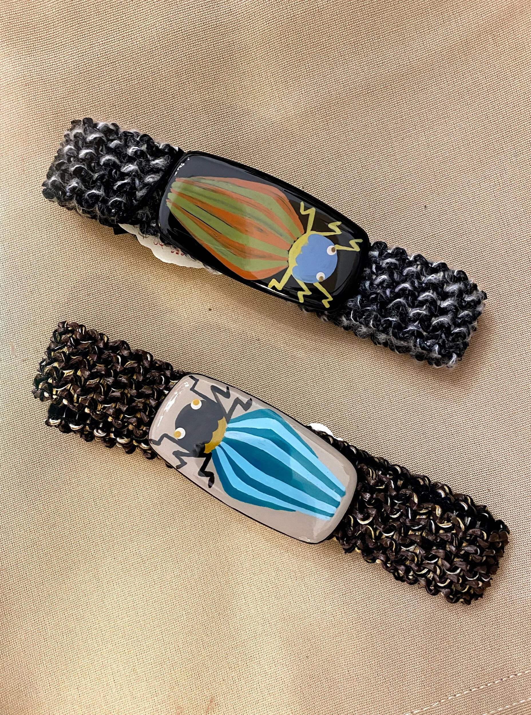 Hand painted enameled belts - bugs - two colours