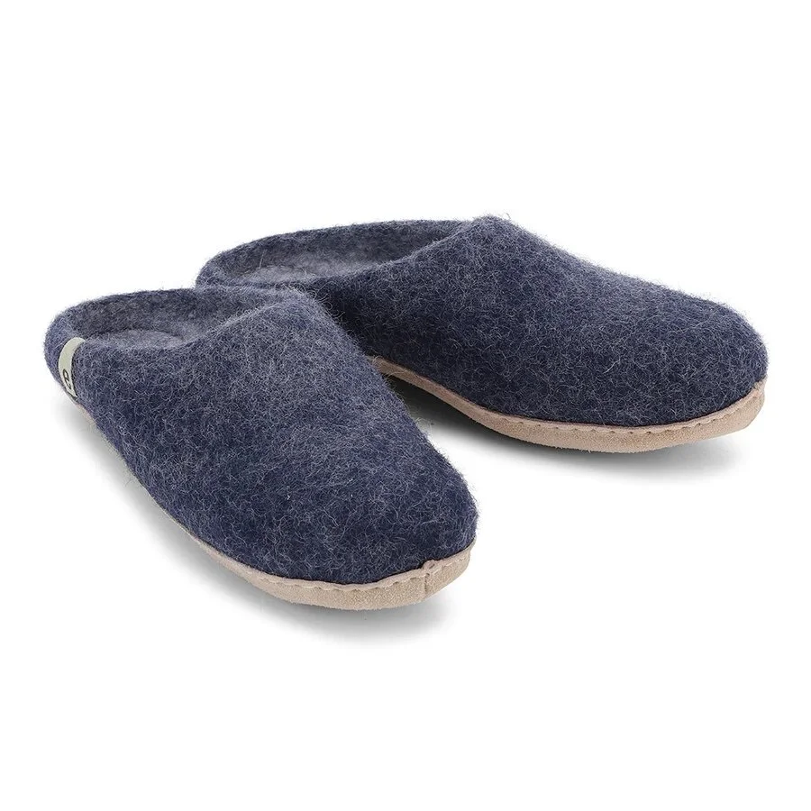 Sheep by the sea Yoko wool blue slippers — Vico dei Bolognesi
