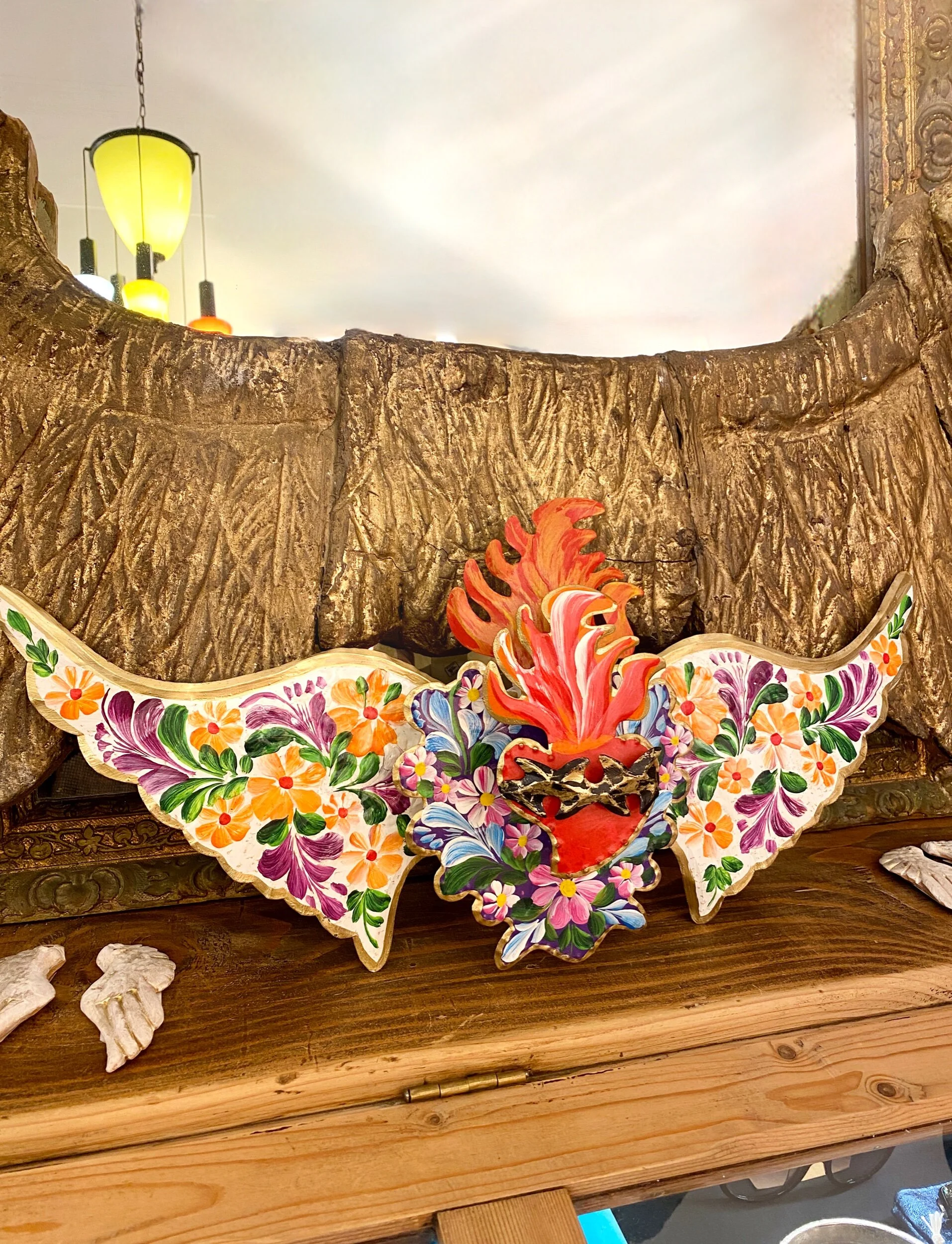 Pink Pampas - Maxi Floral Winged Heart