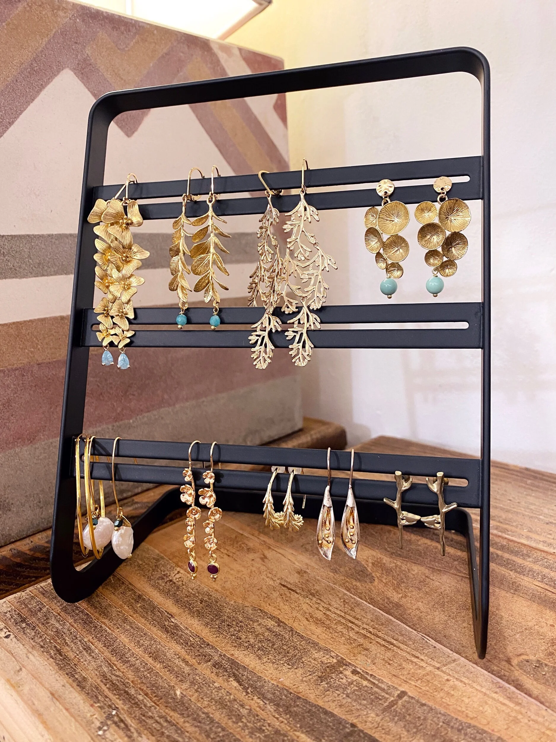 Brass earrings with nature elements