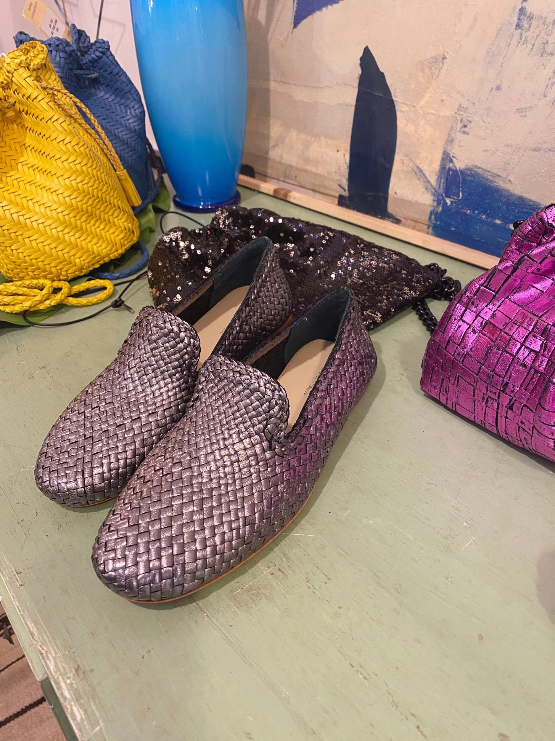 Dragon Diffusion - Hand-woven leather slippers - covert foil