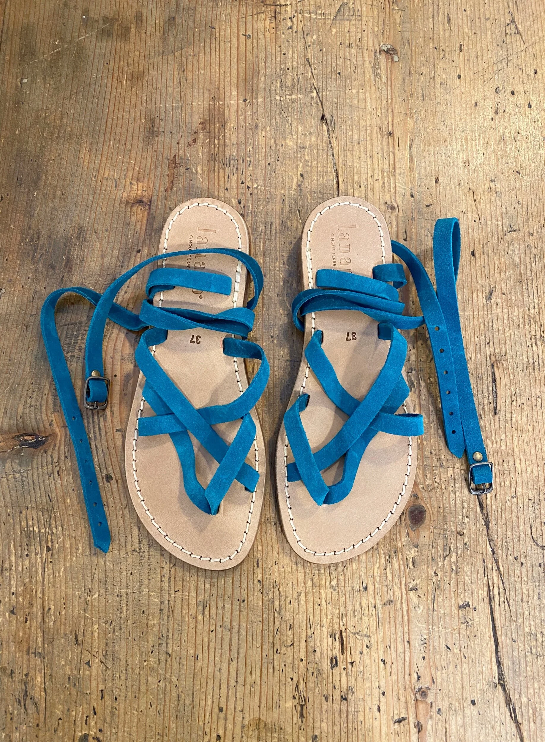 Lanapo - Tellaro sandals - petrol blue nabuk