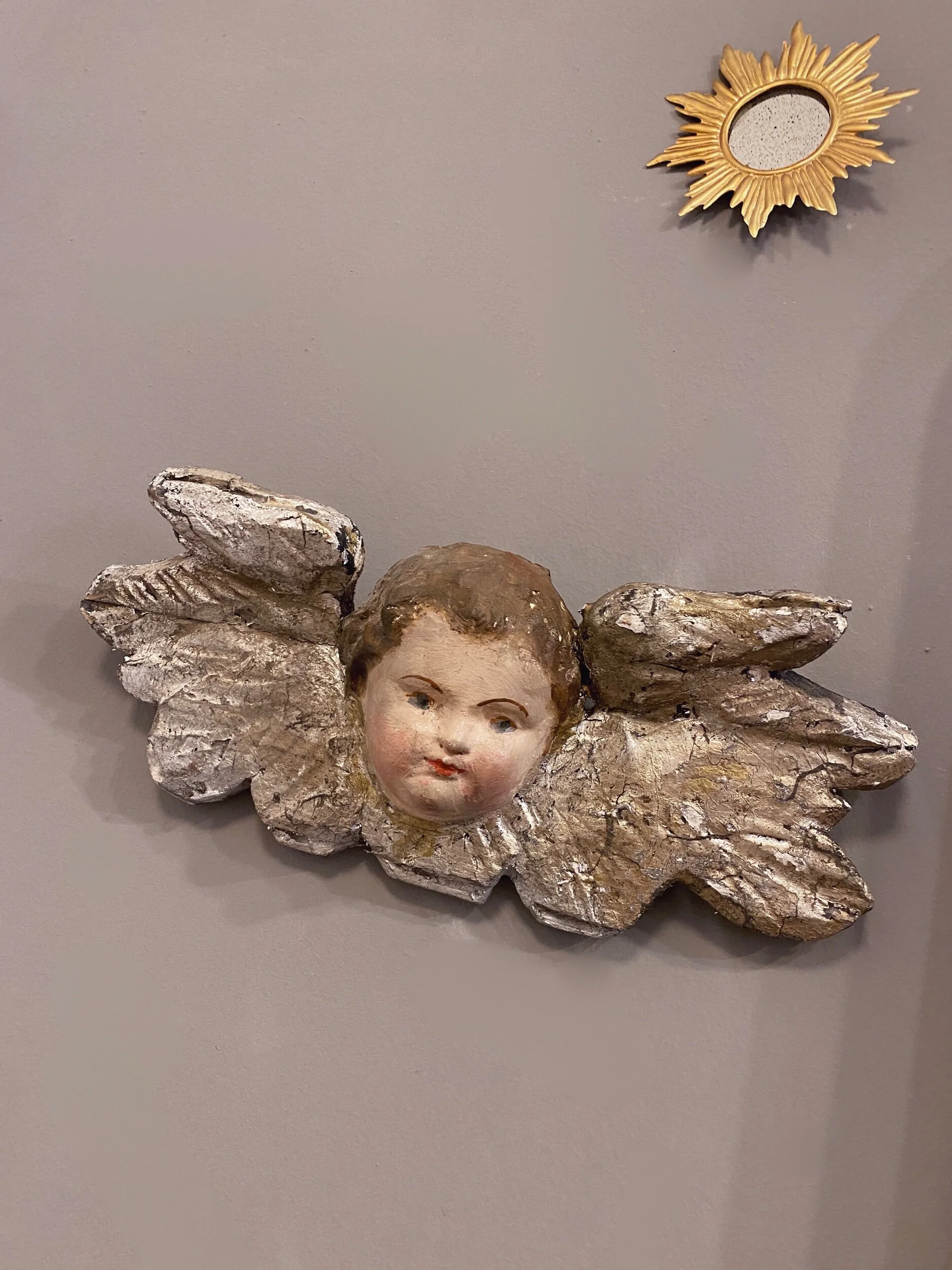 Antique wood angels