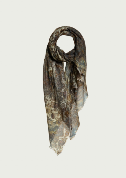 Mirror in the sky - Soufflè Semi Felted Print Cashmere Shawl - Flower Khakis1.png