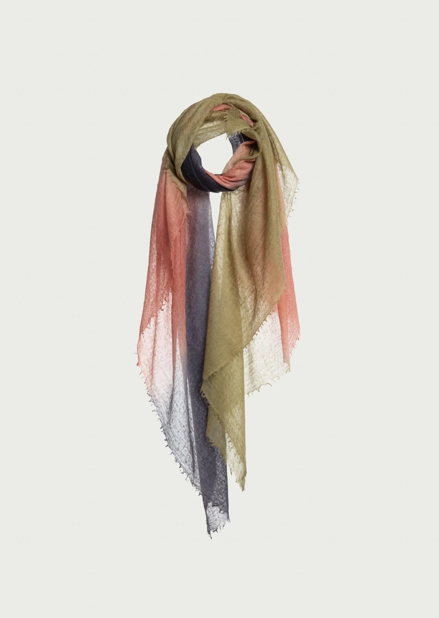 Mirror in the sky - Soufflè Semi Felted Degradeè Cashmere Shawl - Forest&Burgundy&Olive.jpeg