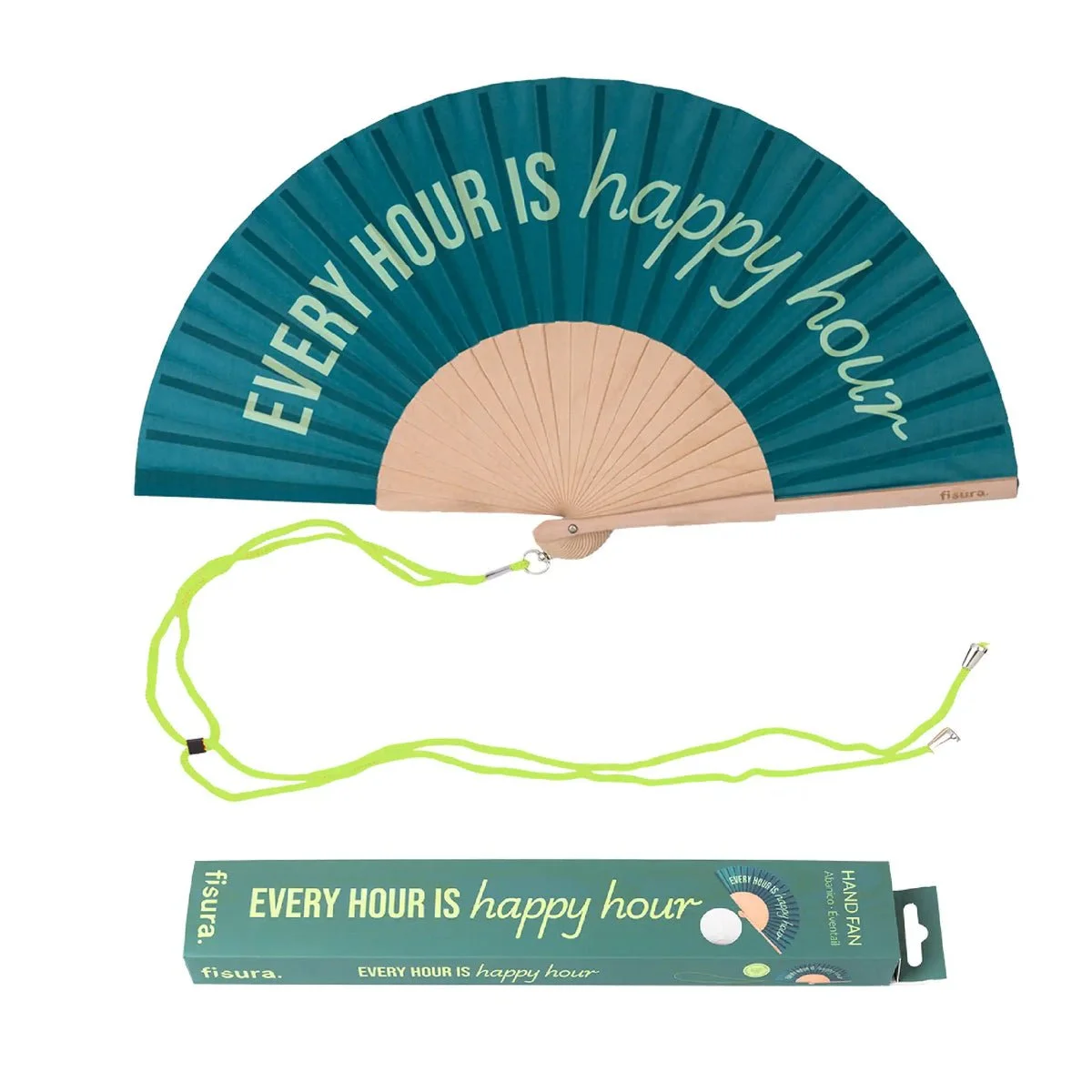 Hand-Fan - Every hour is happy hour - Green