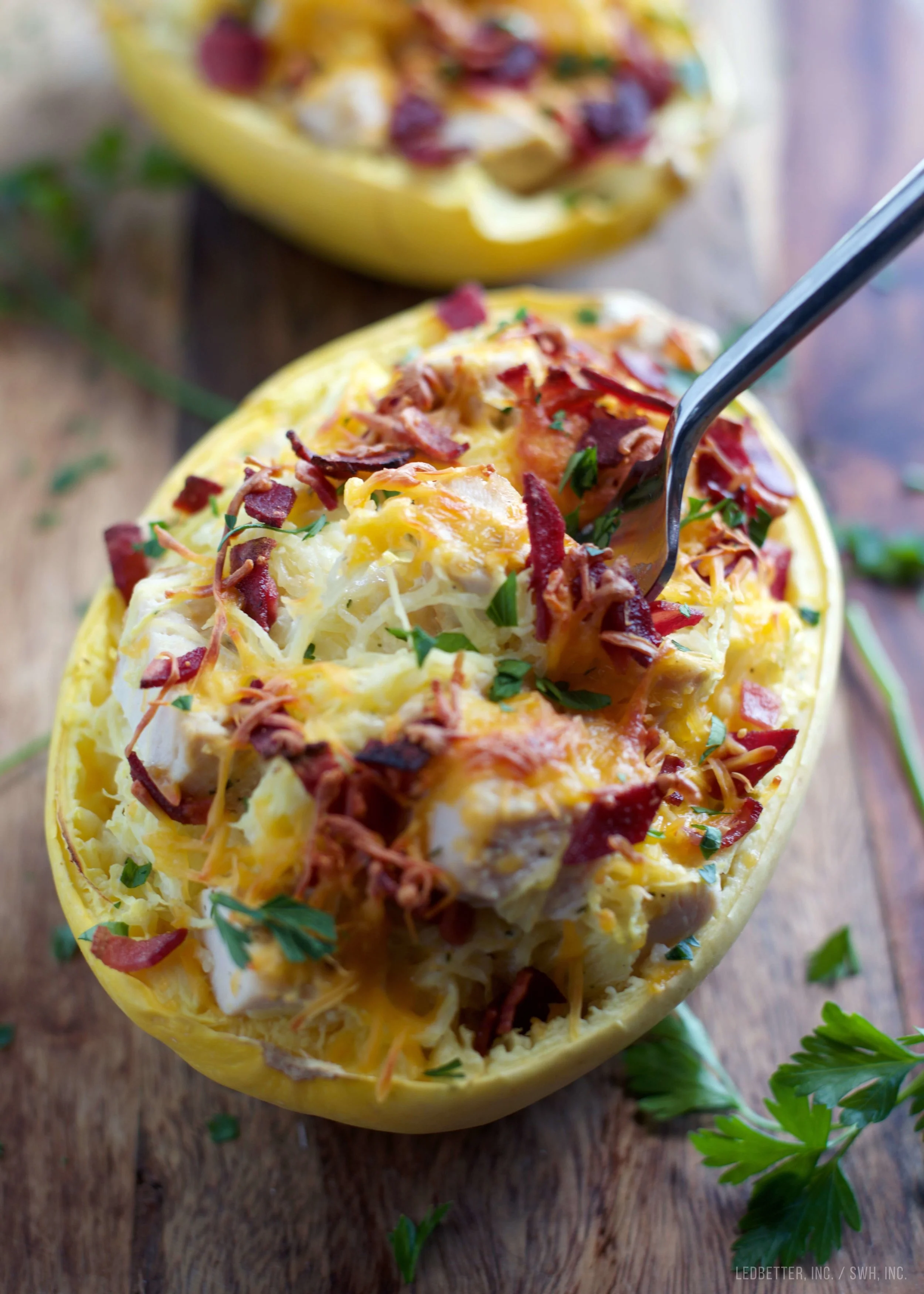 Chicken Bacon Ranch Spaghetti Squash