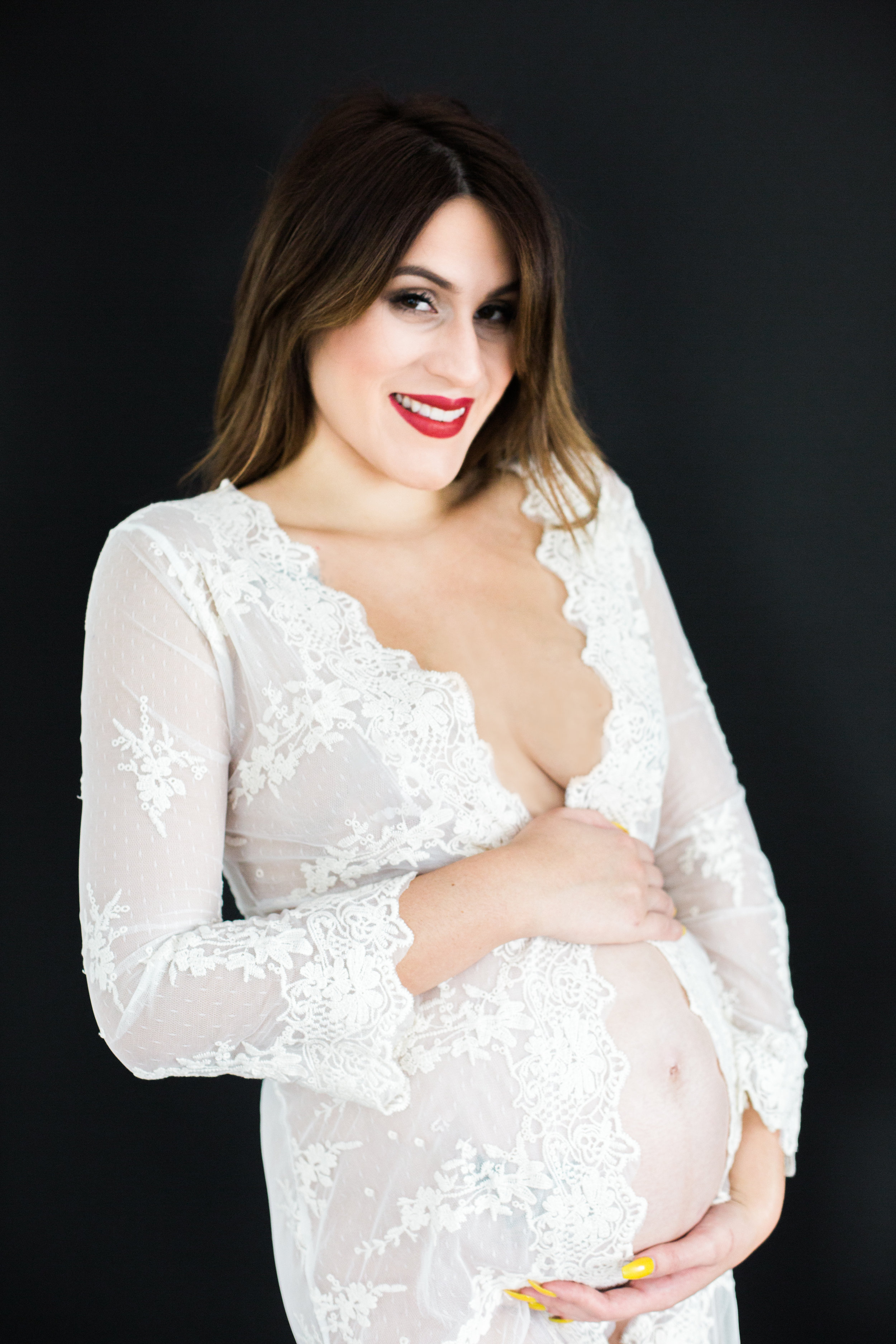 White Lace Maternity Boudoir Tampa Shot