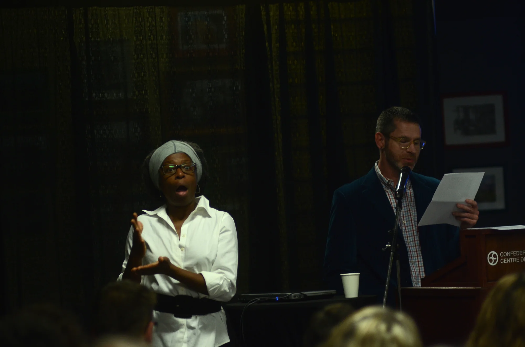Todd Lester with sign language interpreter. Photo: Will Baker.