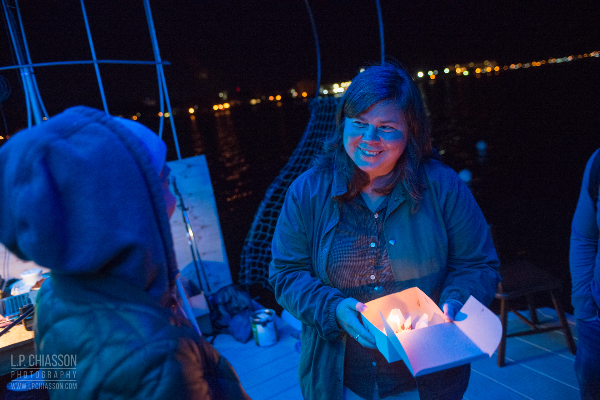 Lindsay Dobbin facilitated a deep-listening project about the Floating Warren Pavilion. Inviting visitors to listen to the water through an underwater microphone, Dobbin asked “can we mirror the living water in how we move, learn and create?” Click the photo to listen. Photo: LP Chiasson & Festival Inspire.
