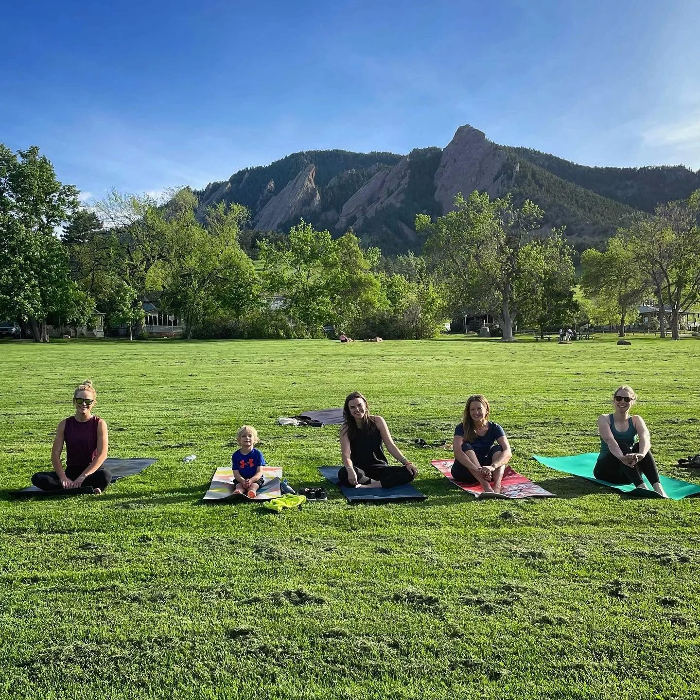 No better way to celebrate Mental Health Awareness Month than taking time for team yoga outside. The view of the Flatirons wasn&rsquo;t bad either. 😊