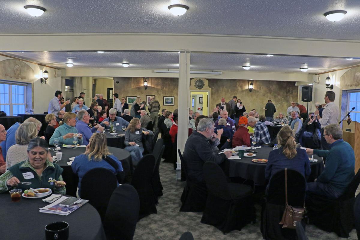 About 70 people showed up to the Summerset Winery in Indianola Feb. 18 to hear Rep. Eric Swalwell speak and to raise money for local Democrats. PAIGE GODDEN / Indianola Independent Advocate