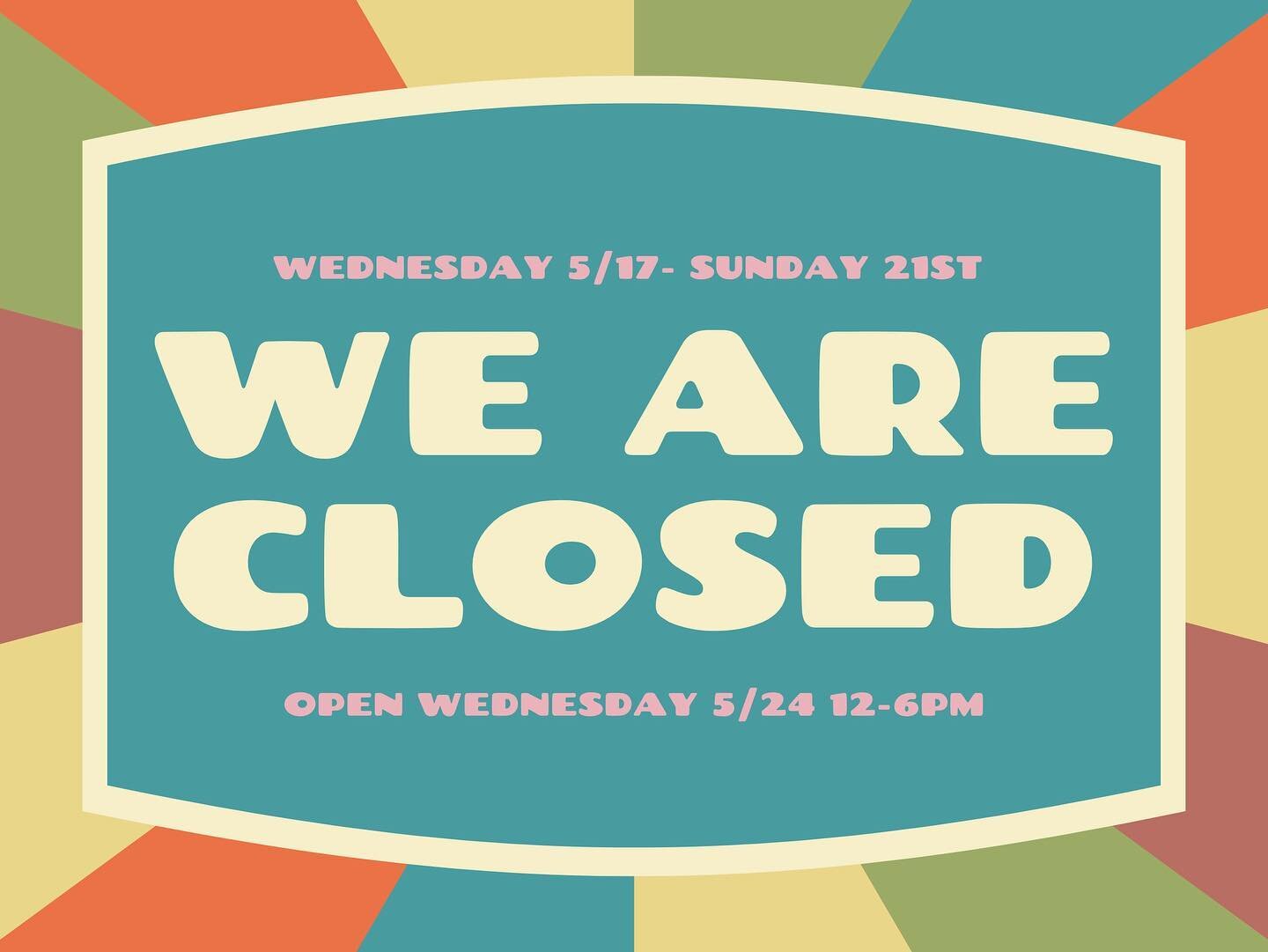 We are closed this week! 

Abbey is attending her sisters bachelorette getaway and Chelsea is in Florida visiting family ❤️ we will see you Wednesday 5/24 at noon when we return! 

#gatherresale #gatherresalepdx #gatherresalegoods #vacation #thrift #