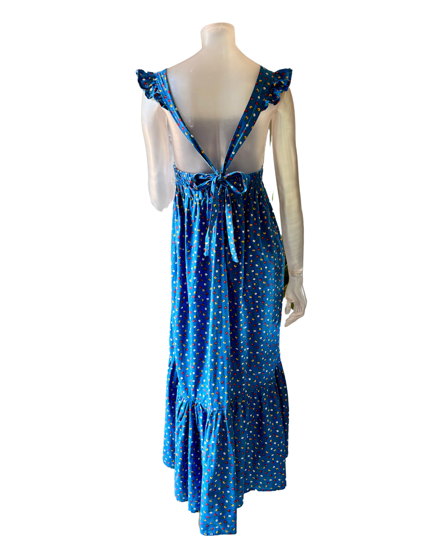 chinese dress ladies 70s Maxi Sun Dress Vintage Floral Gauze Festival Cottagecore Gunne Sax Style Small VFG main image 0