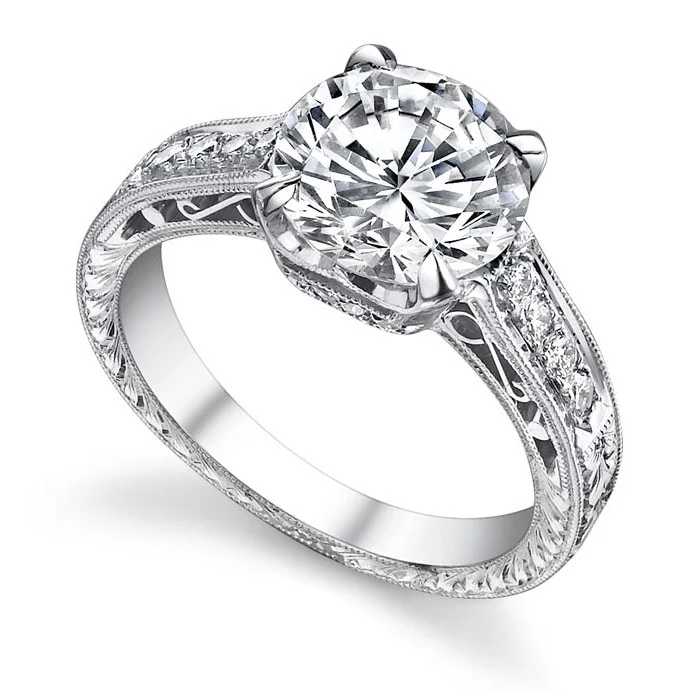 Engraved Solitaire Engagement Ring