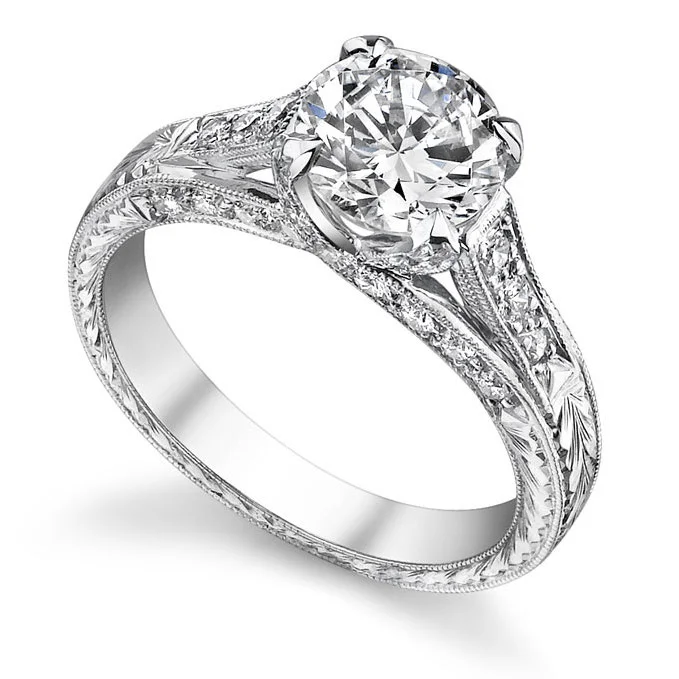 Pavé Engraved Trellis Solitaire